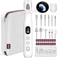 Electric Nail Drill, Cordless 2000 mAh Rechargeable Portable Nail File 12 in 1 Kit for Thick Toenails, 10 Speeds Nail Dril Machine Professional Manicure Pedicure for Hand Natural Nails Care (White)
