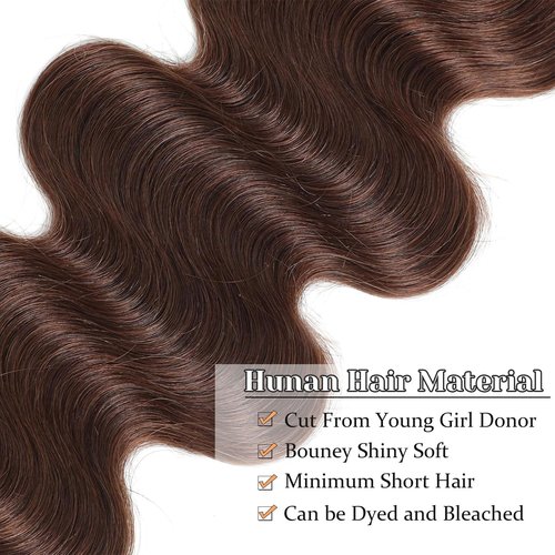 2x6 Closure Human Hair 16 Inch HD Transparent Lace 2x6 Body Wave Closure Middle Part Brazilian 4# Brown Human Hair Closure With Baby Hair