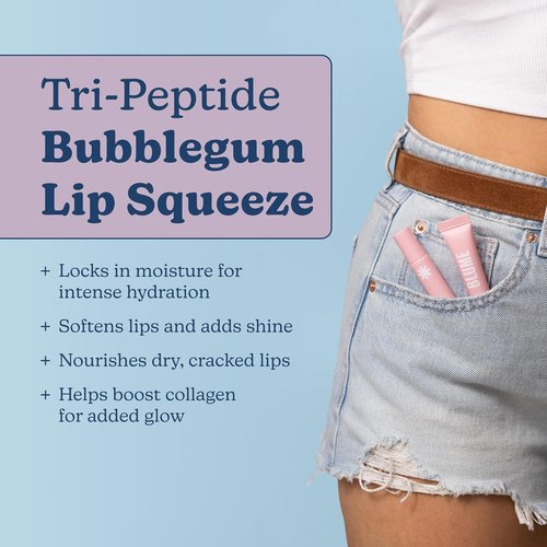 Blume Tri-Peptide Lip Balm - Bubblegum Pink Tinted Moisturizer with Shea Butter & Squalane | 0.4 Fl Oz