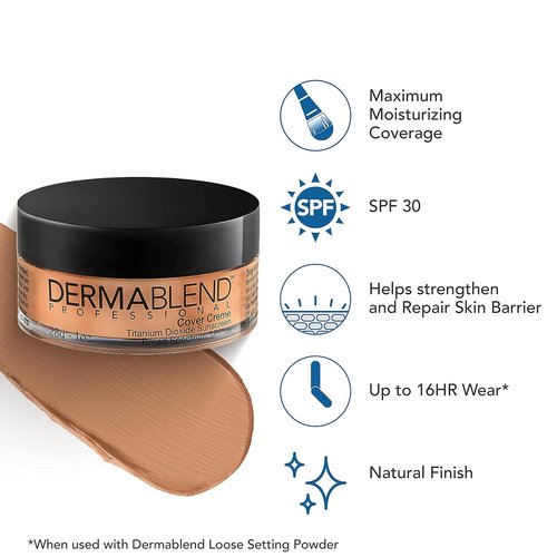 Dermablend Cover Crème - Full Coverage Foundation Makeup with SPF 30 | Hydrating Cream Concealer, 1 OZ