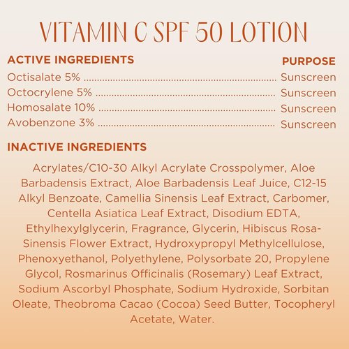 InstaNatural Vitamin C SPF 50 Sunscreen Lotion - Lightweight, Non-Greasy Moisturizer with Aloe Vera, 5 Fl Oz
