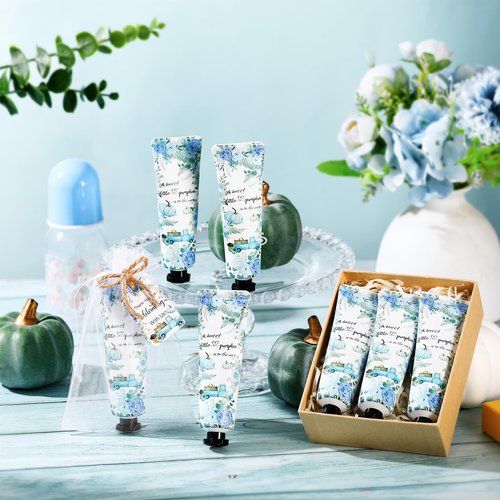 Dansib 48 Sets Thanksgiving Fall Hand Cream Bulk a Little Pumpkin Baby Shower Hand Cream Gifts Baby Shower Party Favors for Guests Travel Size Lotion for Autumn Party Supplies(Blue Pumpkin)