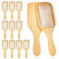 12-Pack Natural Bamboo Hair Brushes for Scalp Massage & Detangling, Anti-Static Wooden Paddle Brush with Ergonomic Handle and Bamboo Bristles, DIY Engraving Gifts(9.65'' X 3.35'', White)