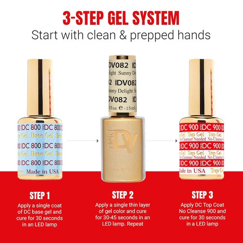 DND Gel Polish Set - Coquette Collection | UV/LED Gel & Air Dry Nail Lacquer Duo - 082 Sunny Delight, 0.5 Fl Oz