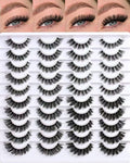 QUNETY Lashes False Eyelashes Cat Eye Lash Strips Variety Styles Clear Band Wispy Eyelash Pack 20 Pairs Fluffy Fake Strip Lash Bulk Natural Look Cateye Mink EyeLash Set Short Demi Wispies Pestañas