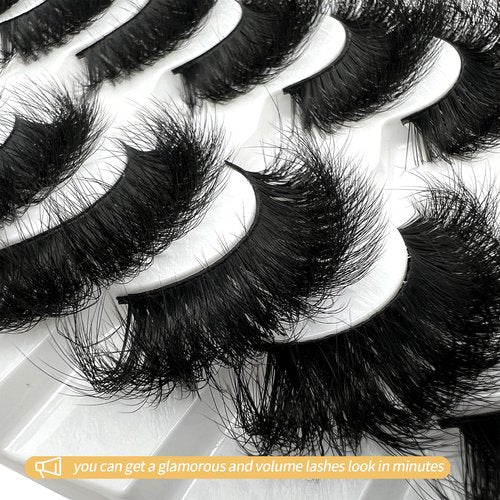 loladook Mink Lashes Fluffy 3D Volume Dramatic Lashes Faux Mink 25mm Big Long Cat Eye Full Strip Eyelashes Pack Wispy 20mm False Eyelashes Bulk