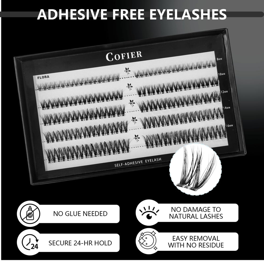 Wispy Lash Clusters Kit, 90 Pcs Individual Eyelash Clusters (8-16mm) - DIY Lash Extension Kit with Lash Glue, Sealant & Tweezers, Natural Fluffy Fake Lashes for Home Use, Beginners Friendly