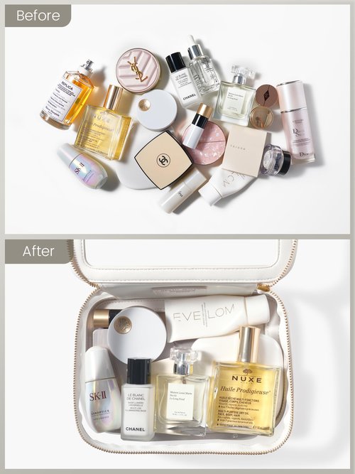 ROWNYEON Clear Makeup Bag,PVC Clear Toiletry Bag For Women,Waterproof Faux Leather Travel Makeup Bag with Handle Large Opening & Gold Zippers,Car Essentials for Women Gift