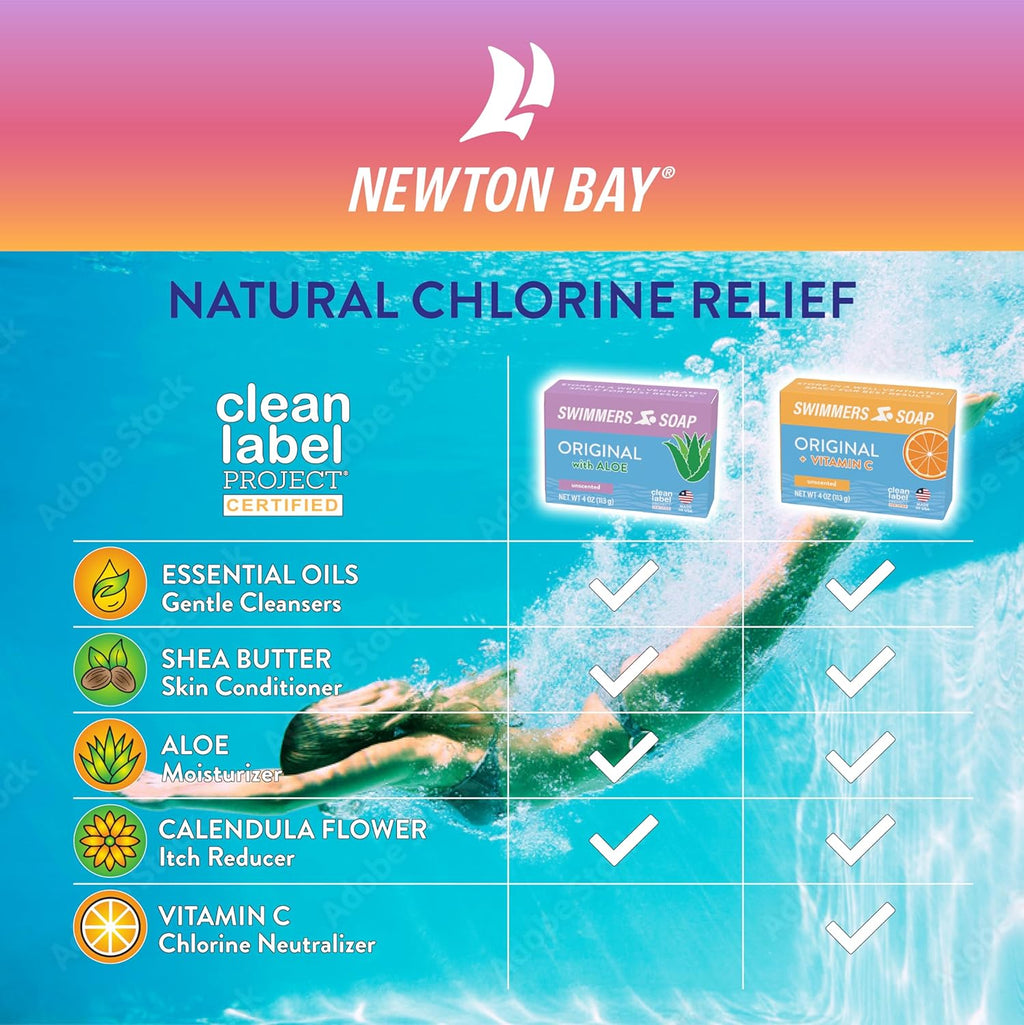 Swimmers Soap + Vitamin C - All-Natural Body & Face Wash Bar | Neutralizes Chlorine & Revitalizes Skin | 4 Ounce