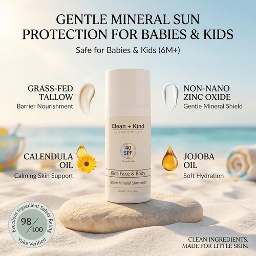 Kids Mineral Sunscreen SPF 40 - Non-Nano Zinc Oxide Protection | Lightweight, No White Cast, Gentle for Sensitive Skin