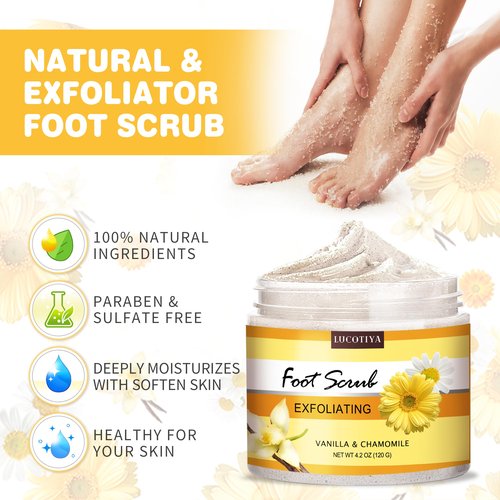 LUCOTIYA Foot Soak Set Pedicure Kit, Vanilla chamomile Foot Soak Salts, File, Scrub & Urea Cream,Pedicure Supplies for Dry Cracked Feet for Women