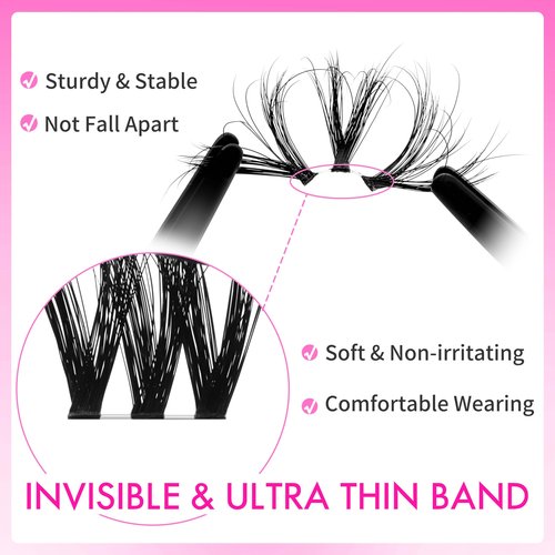 VEYESBEAUTY Lash Clusters Fluffy Individual Lash Extensions VBmuse 3D Layered Volume Eyelashes Thin & Invisible Band Wispy Faux Mink Lash Silk Bloom 3D Series Mixed Length 10-18mm