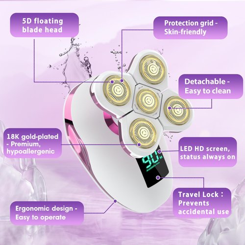 Electric Razors for Women Legs-5D Magnetic Detachable Head Flawless Razor-Wet Dry Cordless Trimmer-USB Rechargeable Travel Kit