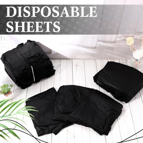 Mixweer 30 Pcs 39" x 87" Disposable Massage Table Sheets Fitted Non Woven Spa Bed Cover Bed Sheets Breathable Not Oil Proof Massage Table Protective Cover for Beauty Salon Facial Body(Black)