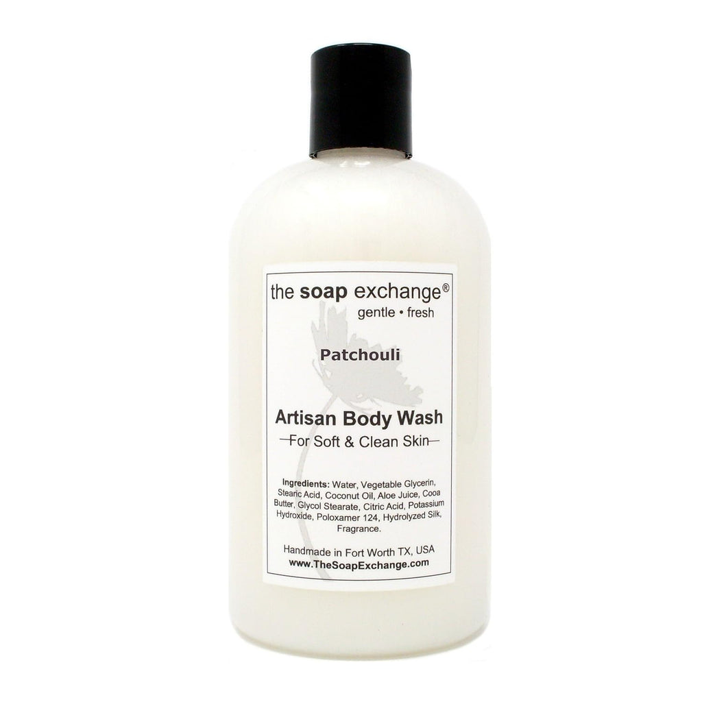 Soap Exchange Body Wash - Patchouli Scent | Handcrafted 12 fl oz Natural Artisan Soap for Face & Body