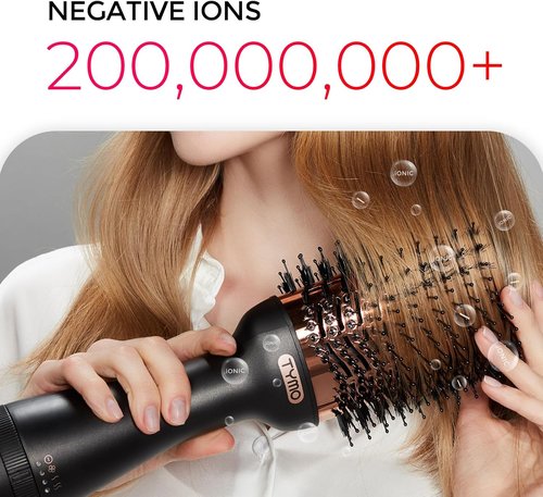 TYMO Hair Dryer Brush - 4-in-1 Ionic Volumizer & Straightener with Oval Titanium Barrel | Gold Finish