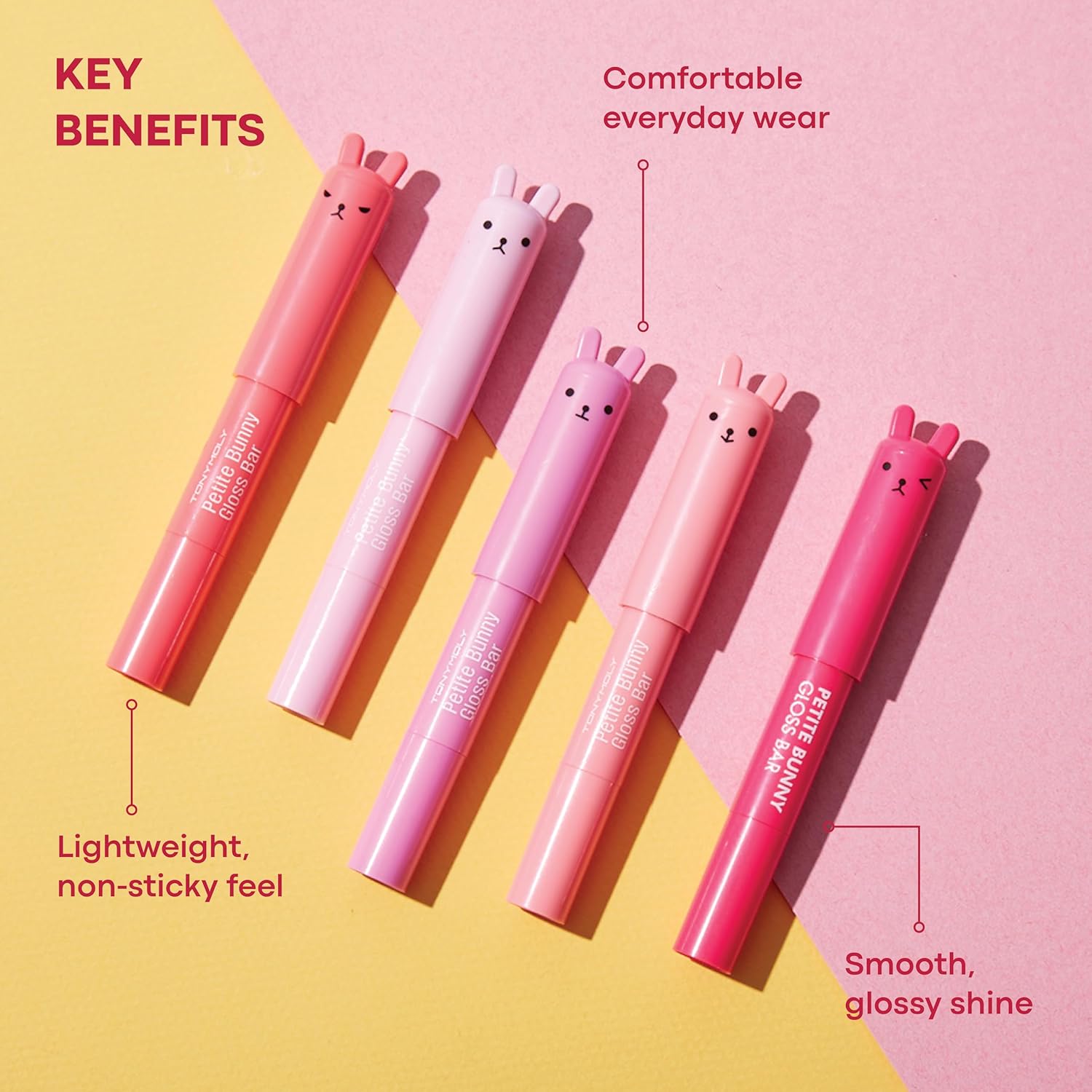TONYMOLY Petit Bunny Lip Gloss - Hydrating Korean Lip Crayon with Vitamin E for Soft, Juicy Lips