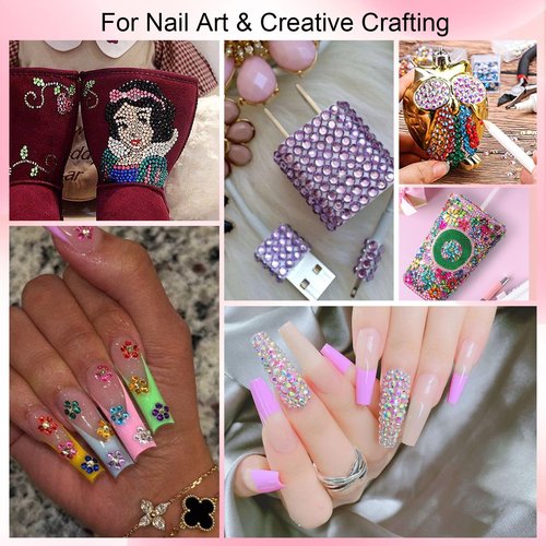 Canvalite Rhinestones for Face Colorful Face Gems Jewels AB & Clear Eye Hair Nail Gems with Quick Dry Makeup Glue, 1 Rhinestones Picker Wax Pen, 1 Tweezers for Nail Art Makeup