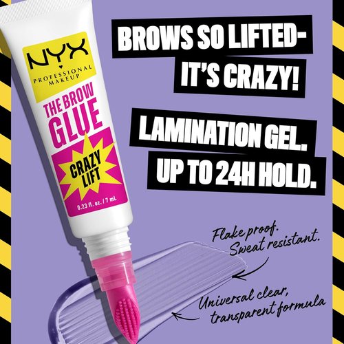 NYX Professional Makeup Brow Glue - 16HR Strong Hold Brow Lamination Gel with Styling Comb | Clear