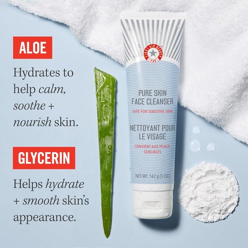 First Aid Beauty Pure Skin Face Cleanser - Gentle Antioxidant Cream Cleanser for Sensitive Skin | 5 oz.