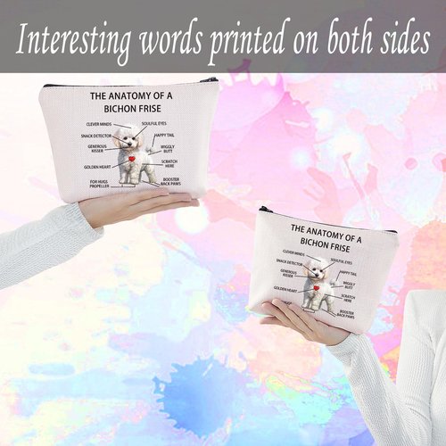 Clever Minds Bichon Frise Lovers Gifts: Anatomy of a Bichon Clever Minds Cosmetic Bags - Mom Travel Toiletry Bags