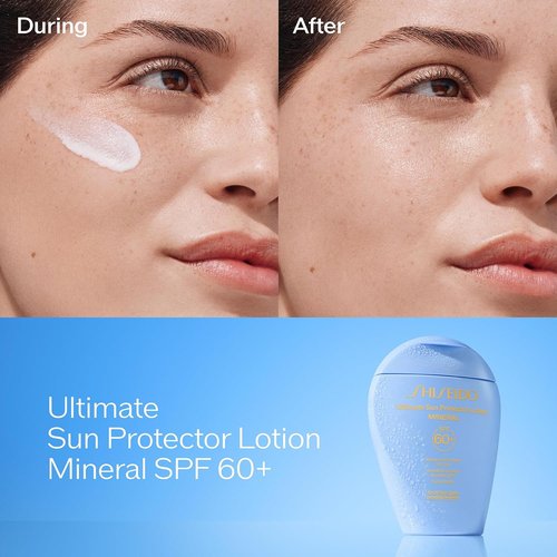 Shiseido Ultimate Sun Protector Lotion SPF 60+ | Sheer Mineral Sunscreen for Face & Body - Fragrance-Free, All Skin Types