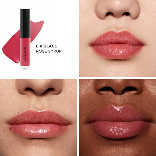 Laura Mercier Lip Glacé Balm Gloss, High-Shine Finish, 24HR Moisture, Improves Hydration, Smooth and Even Application, Infused with Jojoba Oil, 190 Rose Syrup