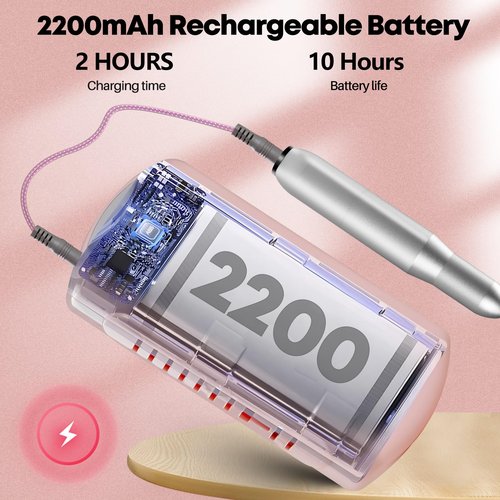Droyek Electric Nail Drill Portable Nail Drill Professional 30000 RPM 13 Salon Quality Drill bits 50 Sanding Bands Portable & Low Noise for Acrylic Nails Gel Polishing Removing Bits Kit for Home Use