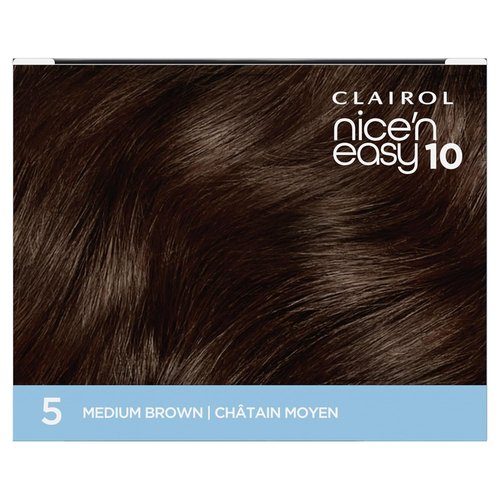 Clairol Nice'N Easy 10 Permanent Hair Dye - 5 Medium Brown Color | Pack of 1 for Gorgeous Hair