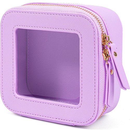 KOTORA Small Makeup Bag for Purse Cute Travel Makeup Bag Clear Cosmetic Bag with Zipper, Car Make Up Bag Organizer Storage Traveling Car Accessories Travel Essentials for Women (Mini Purple)