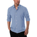 Manwan walk Men's Plaid Button Down Shirts Slim Fit Long Sleeve Casual Business Shirts Dark Blue XL