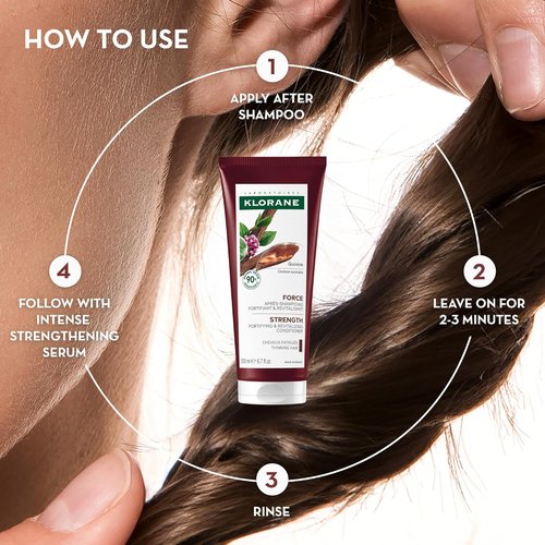 Klorane Strengthening Conditioner with Quinine - Natural Hair Thinning Solution for Thicker, Stronger Hair - 6.7 fl. oz.