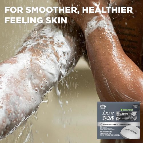 Dove Men + Care Bar Soap Charcoal Clay, 12 Count, 3 in 1 Body Face and Hand Exfoliating, Purifying Bar Soaps for Men, Plant Based with Essential Oils, Moisturizes Dry Skin, Clean Scent, 3.75 oz. Each