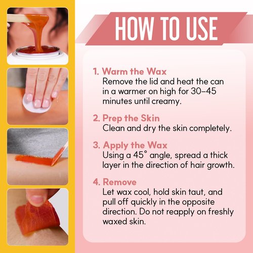 Gigi Neon Hard Wax – Papaya, Stripless Wax for Hair Removal, Ideal for Sensitive Skin, 14 Oz