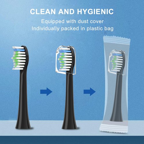 Replacement Toothbrush Heads for COSLUS DY-108Pro Electric Toothbrush,Sonic Electric Toothbrush with Covers(Black)