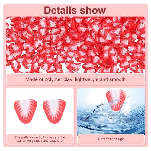 PATIKIL Polymer Clay Slices, 100g Strawberry Triangle Slice Fruit Art Slices Food Polymer Clay for DIY Nail Decor, Crafts Making, DIY Filler Accessories, Red
