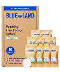 BLUELAND Foaming Hand Soap Refill Tablets, 10-Pack, Fragrance Free, Eco Friendly Cleaning Products, 10 x 9 Fl oz