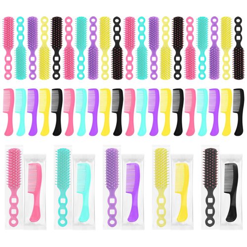 Hair Brush and Combs Bulk Individually Wrapped for Homeless,Disposable Hair Combs Bulk Hair Brushes Detangling Hairbrush for Women Shelter Nursing Hotel Church Charity Supplies100