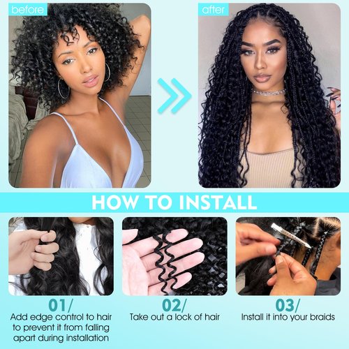 S-noilite Human Braiding Hair for Boho Braids 100% Unprocessed Brazilian Virgin Bulk Hair 2 Bundles/Pack 100g 18 Inch Deep Wave Bundles Human Hair for Bohemian Knotless Braids No Weft #1B