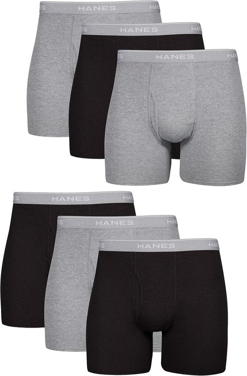 Hanes Men's Boxer Briefs - Cool & Breathable Cotton, Moisture-Wicking Comfort | No Ride Up