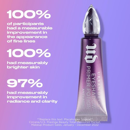 Urban Decay Anti-Aging Eyeshadow Primer Potion - Nude Crease-Resistant Primer for Smooth, Long-Lasting Eye Makeup