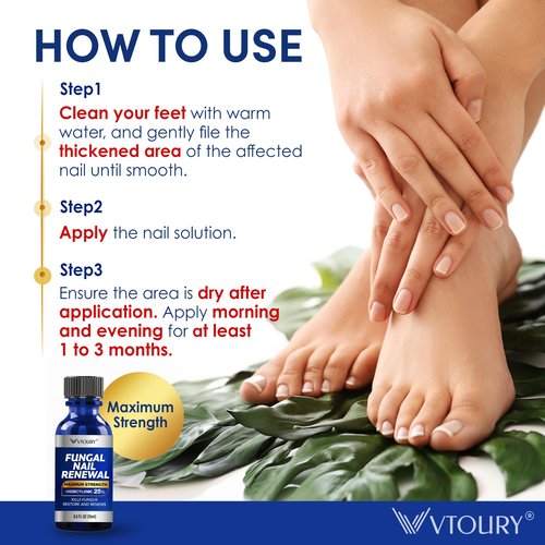Toenail Fungus Treatment Extra Strength – VTROUY 2 Bottle Nail & Toe Solution with Undecylenic Acid 25% and Tea Tree Oil 15ml 2Pcs