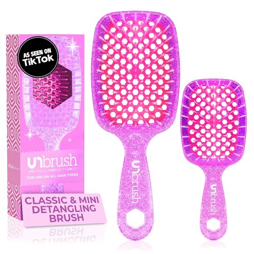 FHI Heat - UNbrush Detangling Brush Combo Pack | Original & Mini Hairbrush for All Hair Types - DuoFlex Anti-Static Design