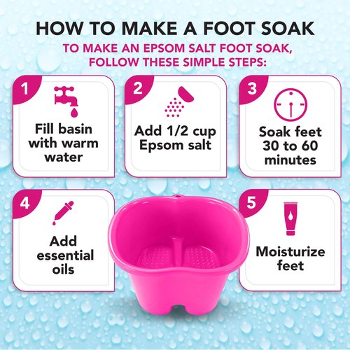 Mantello Extra Large Foot Soaking Tub - Home Foot Basin for Relaxing Soaks (Hot Pink)