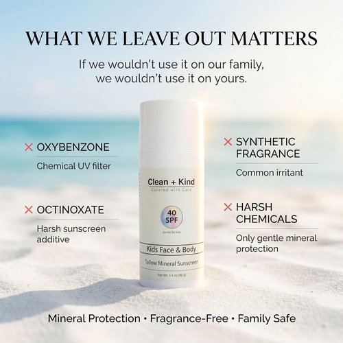 Kids Mineral Sunscreen SPF 40 - Non-Nano Zinc Oxide Protection | Lightweight, No White Cast, Gentle for Sensitive Skin