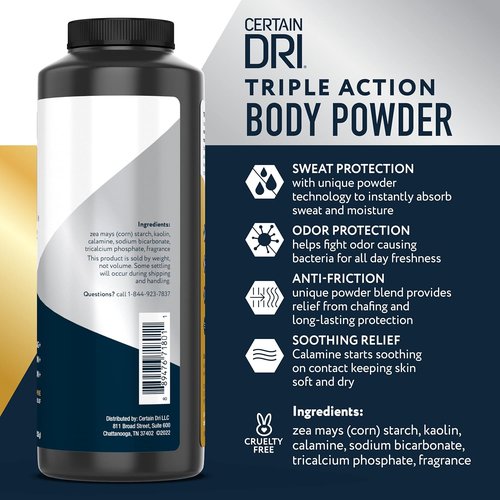 Certain Dri Body Powder - Talc-Free Anti-Chafing & Anti-Itch Formula - Maximum Sweat Absorption | 8 oz, Pack of 2
