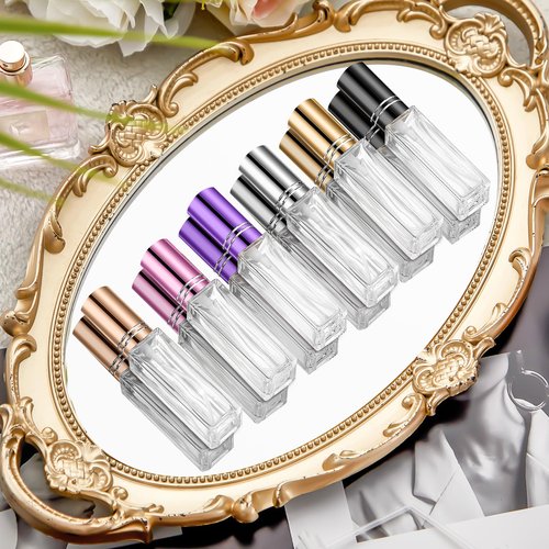 Domensi 60 Pcs 8 ml Empty Glass Perfume Bottles Bulk - Multicolor Refillable Cologne Spray Atomizer with Pump, for Travel, Skincare, Haircare, Cleaning & DIY Essentials