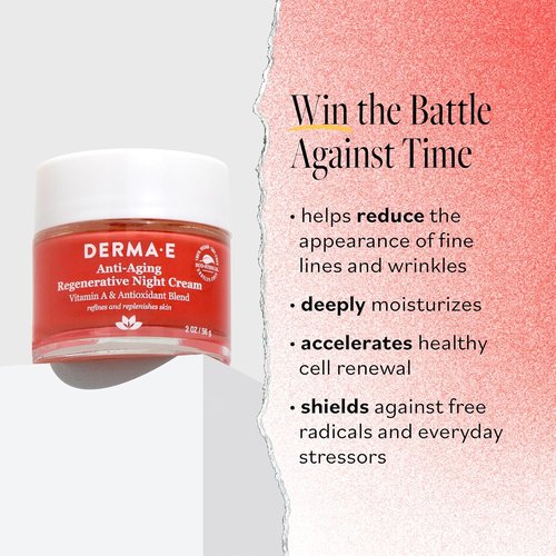 Derma E Anti-Aging Night Cream - Firming Astaxanthin Moisturizer for Youthful Skin - 2 oz