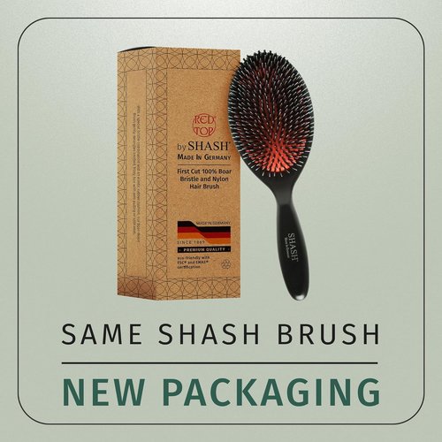 Since 1869 Boar Bristle Hair Brush - Handmade in Germany for Normal to Thick Hair - Gently Detangles & Softens (Large)