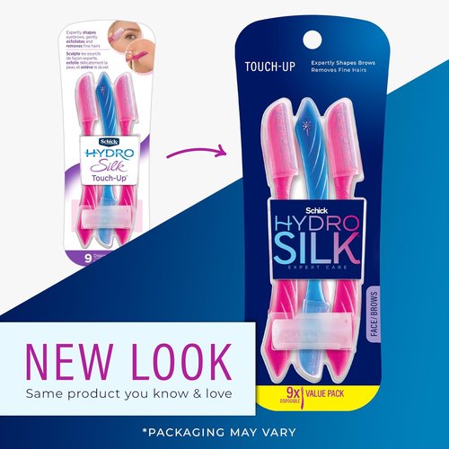 Schick Hydro Silk Dermaplaning Tool - Precision Eyebrow Cover, 9ct | Face Razors for Women, Peach Fuzz Remover